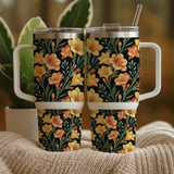 Yellow Orange Floral Tumbler Design, Watercolor Flowers Backgrounds, Junk Journal Pages, Printable Tumbler PNG, Digital Scrapbooking Paper thumbnail 9