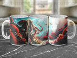Octopus Mug Sublimation Wrap, Deep Sea Fantasy Marine Life 11oz 15oz Mug Digital Design for Ocean Lovers Gift thumbnail 10