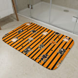 Cute Halloween Shower Curtains, Bath Mat, Kawaii Ghost and Skeleton Spooky Season Bathroom Decor, Orange Black Striped Fall Housewarming thumbnail 8