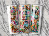 Scrapbook Collage Tumbler Wrap Digital Design, Seek Beauty Everywhere PNG for 20oz Skinny Tumbler, Mixed Media Sublimation Art Download thumbnail 2