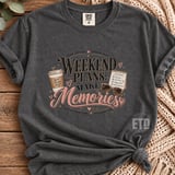 Weekend Plans Make Memories PNG, Coffee Lover Retro Weekend Vibes Clipart, Inspiring Quote Summer Travel Graphic thumbnail 6