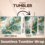 Teal Gold Floral Tumbler Design, Digital Paper Pack, Watercolor Flowers Backgrounds, Junk Journal Pages, Printable Tumbler PNG, Scrapbooking thumbnail 7