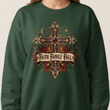 Faith Family Fall Sweatshirt, Christian Autumn Hoodie, Vintage Fall Cross Crewneck, Thanksgiving Tote Bag, Religious Gift for Women thumbnail 5