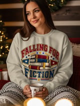 Falling For Fiction Sweatshirt, Bookish Hoodie, Dark Academia Tote Bag, Vintage Reading Crewneck, Cute Book Lover Gift For Readers thumbnail 16