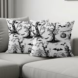Gothic Toile Woven Blanket, Vintage Halloween Throw Pillow Spooky Skeleton Skull Decor, Dark Academia Cottagecore Tapestry Blanket thumbnail 16