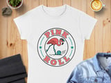 Pink Flamingo Bowling T-Shirt, Retro Roll Funny Flamingo Tee, Quirky Bird Lover Shirt, Summer Vacation Graphic Tee, Women's Bowling Gift thumbnail 5