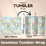 Digital Bundle Pattern, Floral Digital Paper, Seamless Floral Pattern, Watercolor Flower Pattern, Tulips, Daisies Digital, Commercial Use thumbnail 9