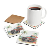 Grand Wagoneer Corkwood Coaster Set, The Waggy Coasters, Car Coasters, Beach Scene, Car Lover Gift, Drink Coasters, Automobile Art thumbnail 3