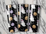 Cute Ghost Tumbler Wrap Digital PNG | Halloween Kawaii Seamless Design for 20oz Skinny Straight Tumbler | Spooky Season Craft File thumbnail 2