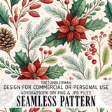 Watercolor Poinsettia Tumbler, Christmas Digital Paper, Floral Scrapbook, Holly Printable PNG, Holiday Junk Journal, Flower Background thumbnail 1