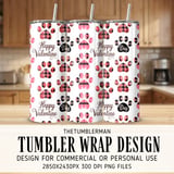 Valentine Paw Print Digital Pattern, Buffalo Plaid Dog Paws, Digital Bundle, Pet Lovers, Happy Valentine's Day, Sublimation Design thumbnail 2