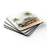 Grand Wagoneer Corkwood Coaster Set, The Waggy Beach Vibes, Car Lover Gift, Housewarming Gift, Drink Coasters, Beach Decor thumbnail 2