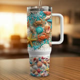 Vibrant Summer Beach Seashell Ocean Life 40oz Tumbler Wrap Design | Coastal Sea Life Digital Download for Sublimation thumbnail 12