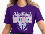 Registered Nurse Gingham Polka Dot T-Shirt with Stethoscope Bow thumbnail 2