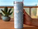 20oz Tumbler Sublimation Design PNG, Blue Floral Seamless Digital Tumbler Wrap, Skinny Floral Botanical Flower Instant Download thumbnail 4