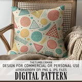 Digital Geometric Pattern, Digital Bundle, Circle Triangle Print, Trendy Art, Abstract Shapes, Digital Paper, Seamless Pattern, Retro Design thumbnail 5