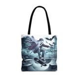 Halloween Tote Bag, Ghost Skateboarder, Skate Park, Bats, Full Moon, Spooky Season, Trick or Treat, Halloween Party, Fall Fashion, Gift Idea thumbnail 5