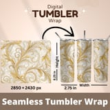 20 oz Skinny Tumbler Wrap Sublimation Design, Marble Gold Floral, Straight and Tapered Wrap png, Digital Download, Elegant Tumbler thumbnail 5