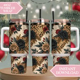 Digital Leopard Print Bundle, Rose Flower Pattern, Printable Digital, Floral Fabric Design, Trendy Leopard Print, Seamless Leopard Pattern thumbnail 10