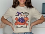 Goose Witch T-Shirt, Halloween Tee, Waiting For Halloween, Spooky Season Shirt, Goose Lover Gift, Cute Pumpkins T-Shirt, Bats and Stars thumbnail 8