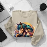 Horse Lover T-Shirt, Cowgirl Shirt, Floral Horse Tee, Horse Girl Gift, Sunflower Horse Lover, Horseback Riding Shirt, Western T-Shirt thumbnail 4
