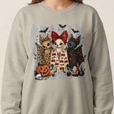 Cute Halloween Bat Friends T-Shirt, Spooky Season Sweatshirt, Whimsical Goth Chibi Bats Pumpkin Skull thumbnail 4