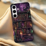 Dark Academia Bookshelf Tough Phone Case, Gothic Dragon Fantasy Book Lover Gift, Witchy Purple Crystal Aesthetic Bookish Phone Cover thumbnail 6