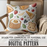 Digital Pattern, Breakfast Food Art, Digital Bundle, Pancakes, Toast, Fruits, Seamless Repeat Pattern, Food Illustration, Cute Food Design thumbnail 5