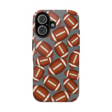 Football Design Tote Bag Phone Case: Sporty Pattern, Brown and White, Repeated thumbnail 5