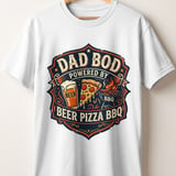 Dad Bod Powered By Beer Pizza BBQ T-Shirt | Funny Father's Day Gift for Him | Grill Master Vintage Graphic Tee | Husband Birthday Shirt thumbnail 8