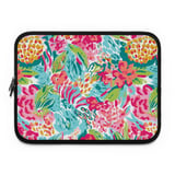 Vibrant Tropical Floral Laptop Sleeve, Preppy Bright Flower Accessory Pouch, Colorful Botanical Tablet Case Gift thumbnail 4