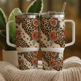 Digital Pattern, Leopard Print, Floral, Rose, Seamless Pattern, Digital Bundle, Fabric Design, Tumbler Wrap Design, Sublimation Design thumbnail 11