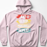 Pickleball Gildan Fleece Hoodie, Eat Sleep Pickleball Repeat, Retro Athletic Sportswear Court Pullover thumbnail 8