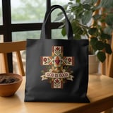 God Is Good Christian Sweatshirt, Quilted Cross Hoodie, Faux Patchwork Floral Faith Tote Bag, Country Folk Art Religious Easter Gift thumbnail 8
