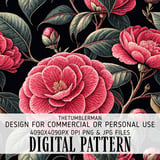 Camellia Flower Tumbler Digital Design, Pink Floral PNG, Watercolor Flowers Background, Junk Journal Paper, Scrapbooking, Tumbler Digital thumbnail 13