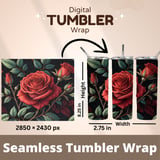 Red Rose Tumbler Design, Floral Digital Papers, Watercolor Flower Backgrounds, Junk Journal Pages, Printable png, Digital Scrapbooking Paper thumbnail 7
