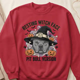 Resting Witch Face Pit Bull Sweatshirt | Halloween Pittie Shirt | Pit Bull Mom Gift | Bully Breed Apparel thumbnail 5