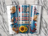 USA 250th Anniversary Tumbler Wrap PNG | 4th of July Patriotic Sublimation Design | Independence Day Digital Download thumbnail 2