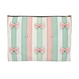 Coquette Bow Pastel Striped Backpack, Cute Pink Bows Spiral Notebook, Romantic Aesthetic Accessory Pouch, Kawaii Girl Gift thumbnail 11