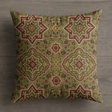 Moroccan Pillow Case | Geometric Green Burgundy Throw Pillow Cover | Ornate Moorish Tile Pattern Decor Cushion thumbnail 9