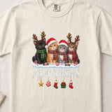 Meowy Christmas Kittens Standard T-Shirts Holiday Cats In Santa Hats Reindeer Antlers Graphic thumbnail 5