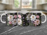 Quilled Floral Mug Wrap Sublimation Digital Download for 11oz 15oz Mugs, Elegant Peony Rose Flower Craft Design Template, Gift for Her thumbnail 11