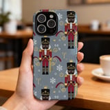 Black Nutcracker iPhone Case: Holiday Design, Gray Background, Festive Season thumbnail 9