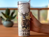 Hunting Season 20oz Tumbler Wrap, Deer Fall Tumbler Design, Autumn Leaves Tumbler, Watercolor Tumbler for Hunters, Gift for Him thumbnail 3