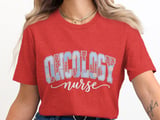 Oncology Nurse Patchwork T-Shirt: Floral Gingham Patterned, Cancer Awareness Design thumbnail 6