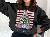 Merry Mahjong Christmas Tree Print, Chinoiserie Preppy Holiday Decor, Pink Bow Game Night Art, Grandmillennial Winter Gift For Mahjong Lover thumbnail 12