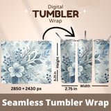 Winter Floral Tumbler Design, Watercolor Flower Digital Paper, Scrapbooking Paper, Printable Tumbler Png, Flower Junk Journal Pages Digital thumbnail 7