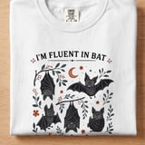 Fluent in Bat and Sarcasm Shirt, Cute Bat Lover T-Shirt, Funny Goth Aesthetic Sweatshirt, Witchy Halloween Gift for Her thumbnail 10