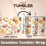 Digital Pattern Bundle, Kawaii Food Pattern, Cute Breakfast Digital, Egg, Pancake, Toast, Strawberry, Banana, Seamless Design, Digital thumbnail 9