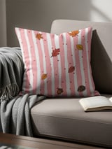 Autumn Leaves Table Runner, Fall Decor Pillow Cases, Pink Distressed Stripe & Pinecone Acorn Whimsical Cozy Home Decor Gift thumbnail 7
